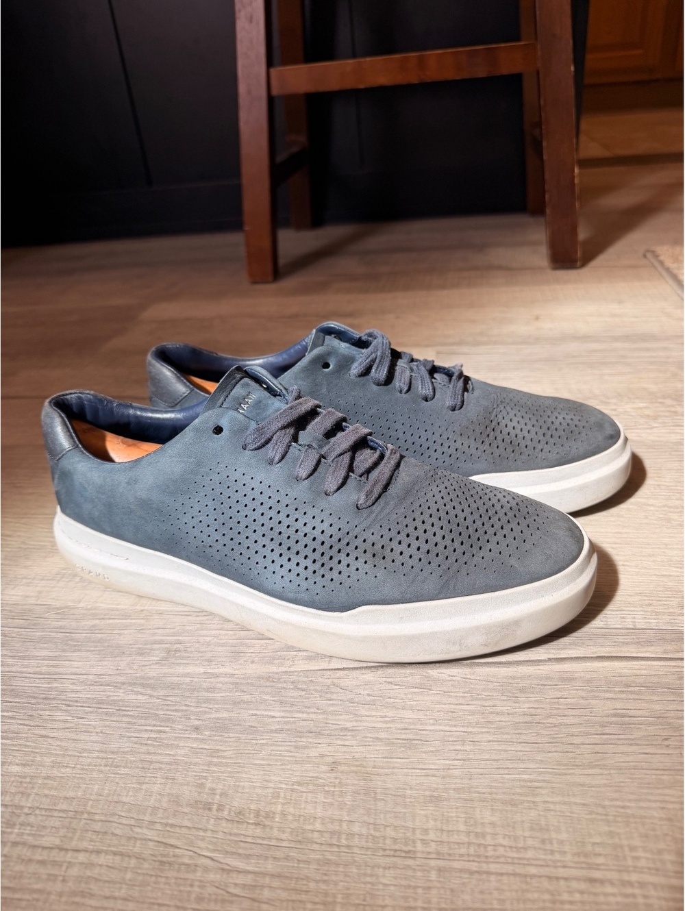Cole Haan GrandPrø Rally Laser Cut Men's Gray Perforated Sneakers Size 9.5